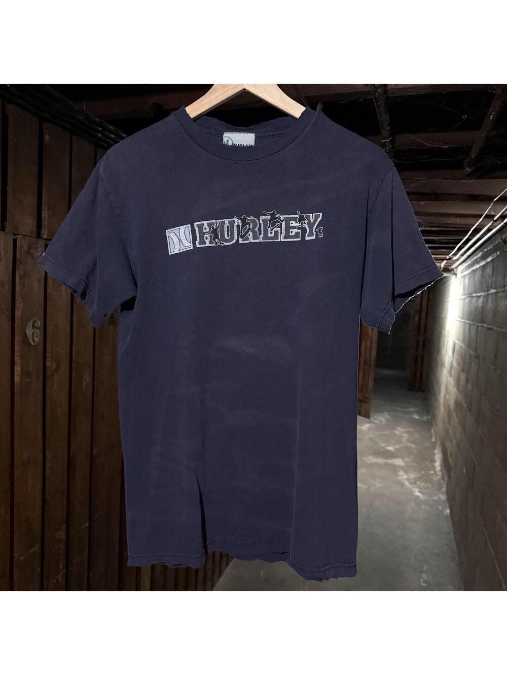Vintage Hurley T Shirt Made In USA Y2K Skate Surf Logo Mens Medium